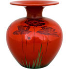 Flamboyant round vase with flared top