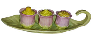 shelley cruet set on leaf
